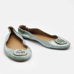 Tory Burch Metallic Suede Minnie Ballet Flats Size 40