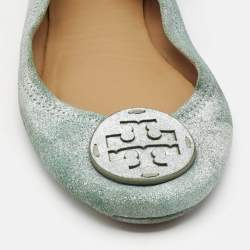 Tory Burch Metallic Suede Minnie Ballet Flats Size 40