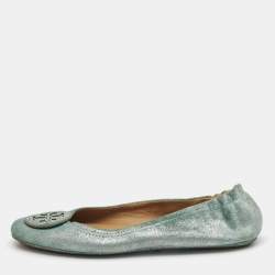 Tory Burch Metallic Suede Minnie Ballet Flats Size 40