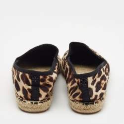 Pre Owned Tory Burch Brown/Beige Calf Hair Leopard Print Espadrille Flats Size 40
