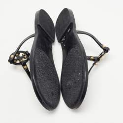 Pre Owned Tory Burch Black Rubber Mini Miller Thong Flats Size 37.5