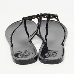 Pre Owned Tory Burch Black Rubber Mini Miller Thong Flats Size 37.5