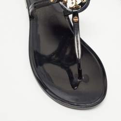 Pre Owned Tory Burch Black Rubber Mini Miller Thong Flats Size 37.5