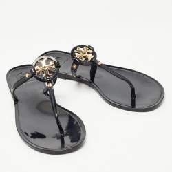 Pre Owned Tory Burch Black Rubber Mini Miller Thong Flats Size 37.5