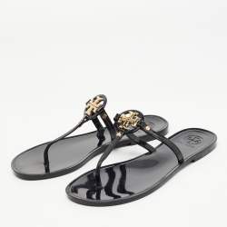 Pre Owned Tory Burch Black Rubber Mini Miller Thong Flats Size 37.5