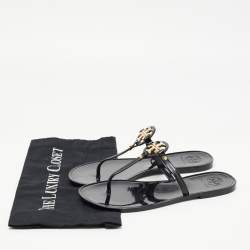 Pre Owned Tory Burch Black Rubber Mini Miller Thong Flats Size 37.5