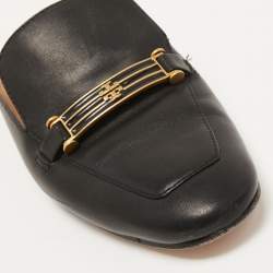 Pre Owned Tory Burch Black Leather Amelia Flat Mules Size 36.5