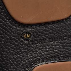 Pre Owned Tory Burch Black Leather Lowell Slip On Loafers Size 36.5