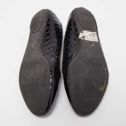 Pre Owned Tory Burch Black Quilted Patent Leather Smoking Slippers Size 37