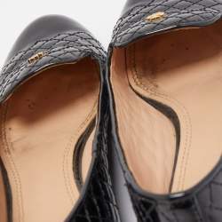 Pre Owned Tory Burch Black Quilted Patent Leather Smoking Slippers Size 37