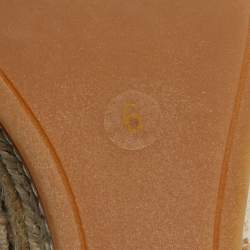 Pre Owned Tory Burch Beige/Black Canvas and Leather Flat Espadrilles Size 36.5