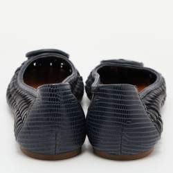 Pre Owned Tory Burch Two Tone Blue Woven Leather Ballet Flats Size 38.5