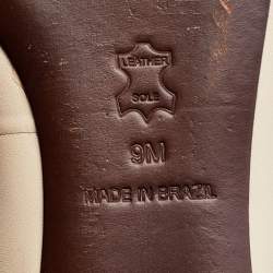 Pre Owned Tory Burch Beige Leather Embellished Kingsbridge Ballet Flats Size 39.5