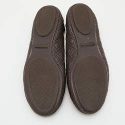 Pre Owned Tory Burch Brown Leather Scrunch Ballet Flats Size 36
