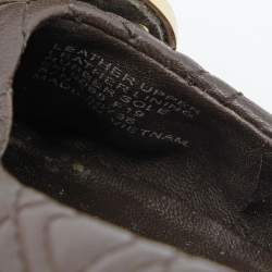 Pre Owned Tory Burch Brown Leather Scrunch Ballet Flats Size 36