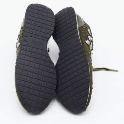 Pre Owned Tory Burch Green Suede Scarlett Crystal Embellished Sneakers Size 39.5