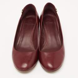Pre Owned Tory Burch Burgundy Leather Elizabeth Pumps Size 41.5