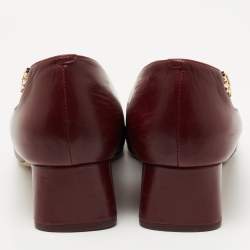 Pre Owned Tory Burch Burgundy Leather Elizabeth Pumps Size 41.5