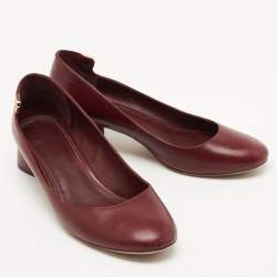 Pre Owned Tory Burch Burgundy Leather Elizabeth Pumps Size 41.5