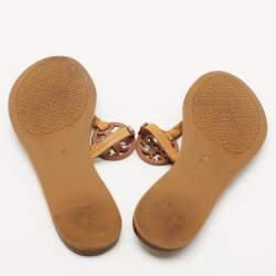 Pre Owned Tory Burch Brown Leather Miller Flat Thong Sandals Size 38.5