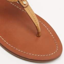 Pre Owned Tory Burch Brown Leather Miller Flat Thong Sandals Size 38.5