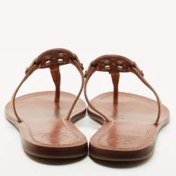 Pre Owned Tory Burch Brown Leather Miller Flat Thong Sandals Size 38.5