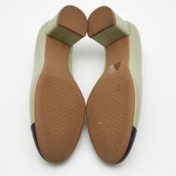 Pre Owned Tory Burch Green/Navy Blue Patent and Leather Chelsea Pumps Size 37