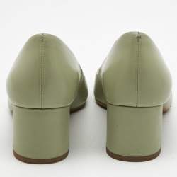 Pre Owned Tory Burch Green/Navy Blue Patent and Leather Chelsea Pumps Size 37