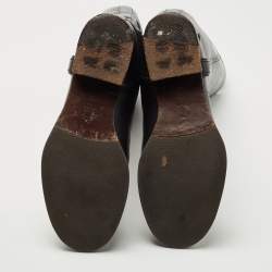 Pre Owned Tory Burch Black Leather Reva Knee Length Boots Size 36.5