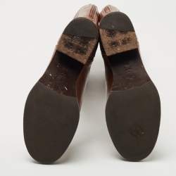 Pre Owned Tory Burch Brown Leather Knee Length Boots Size 36.5