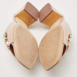 Pre Owned Tory Burch Beige Croc Embossed Leather Martine Mules Size 40