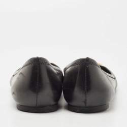 Pre Owned Tory Burch Black Leather Reva Ballet Flats Size 39.5