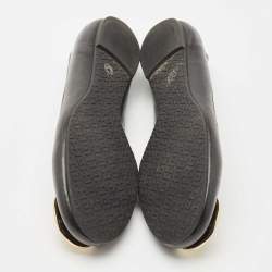 Pre Owned Tory Burch Black Leather Reva Ballet Flats Size 39.5