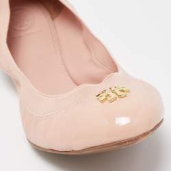 Pre Owned Tory Burch Pink Patent and Leather Caroline Ballet Flats Size 40