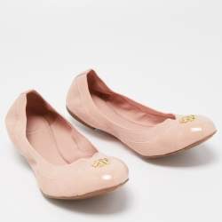 Pre Owned Tory Burch Pink Patent and Leather Caroline Ballet Flats Size 40