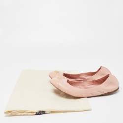 Pre Owned Tory Burch Pink Patent and Leather Caroline Ballet Flats Size 40