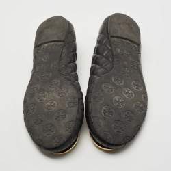 Pre Owned Tory Burch Black Quilted Leather Reva Ballet Flats Size 38.5