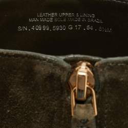 Pre Owned Tory Burch Green Suede Sofia Lugged Logo Charm Ankle Boots Size 38.5