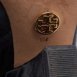 Pre Owned Tory Burch Black Eel Leather Knee Length Boots Size 39