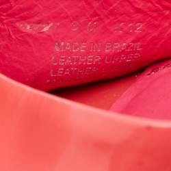 Tory Burch Pink Patent  Leather Dahlia Cork Platform Wedge Sandals Size 38.5