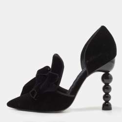 Pre Owned Tory Burch Black Velvet Clara Pumps Size 38