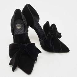 Pre Owned Tory Burch Black Velvet Clara Pumps Size 38