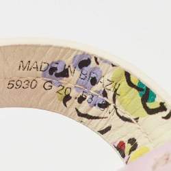 Pre Owned Tory Burch Cream/Pink Printed Leather Miller Thong Flats Size 38.5