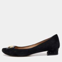 Pre Owned Tory Burch Black Suede Gigi Ballet Flats Size 40