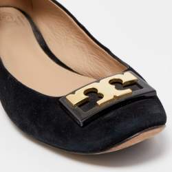 Pre Owned Tory Burch Black Suede Gigi Ballet Flats Size 40