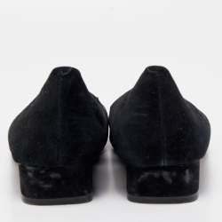 Pre Owned Tory Burch Black Suede Gigi Ballet Flats Size 40