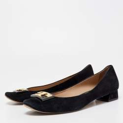 Pre Owned Tory Burch Black Suede Gigi Ballet Flats Size 40