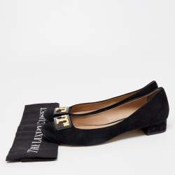 Pre Owned Tory Burch Black Suede Gigi Ballet Flats Size 40