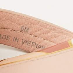 Pre Owned Tory Burch Pink Leather Enamel Logo Miller Thong Flats Size 36.5