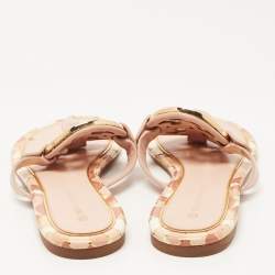 Pre Owned Tory Burch Pink Leather Enamel Logo Miller Thong Flats Size 36.5